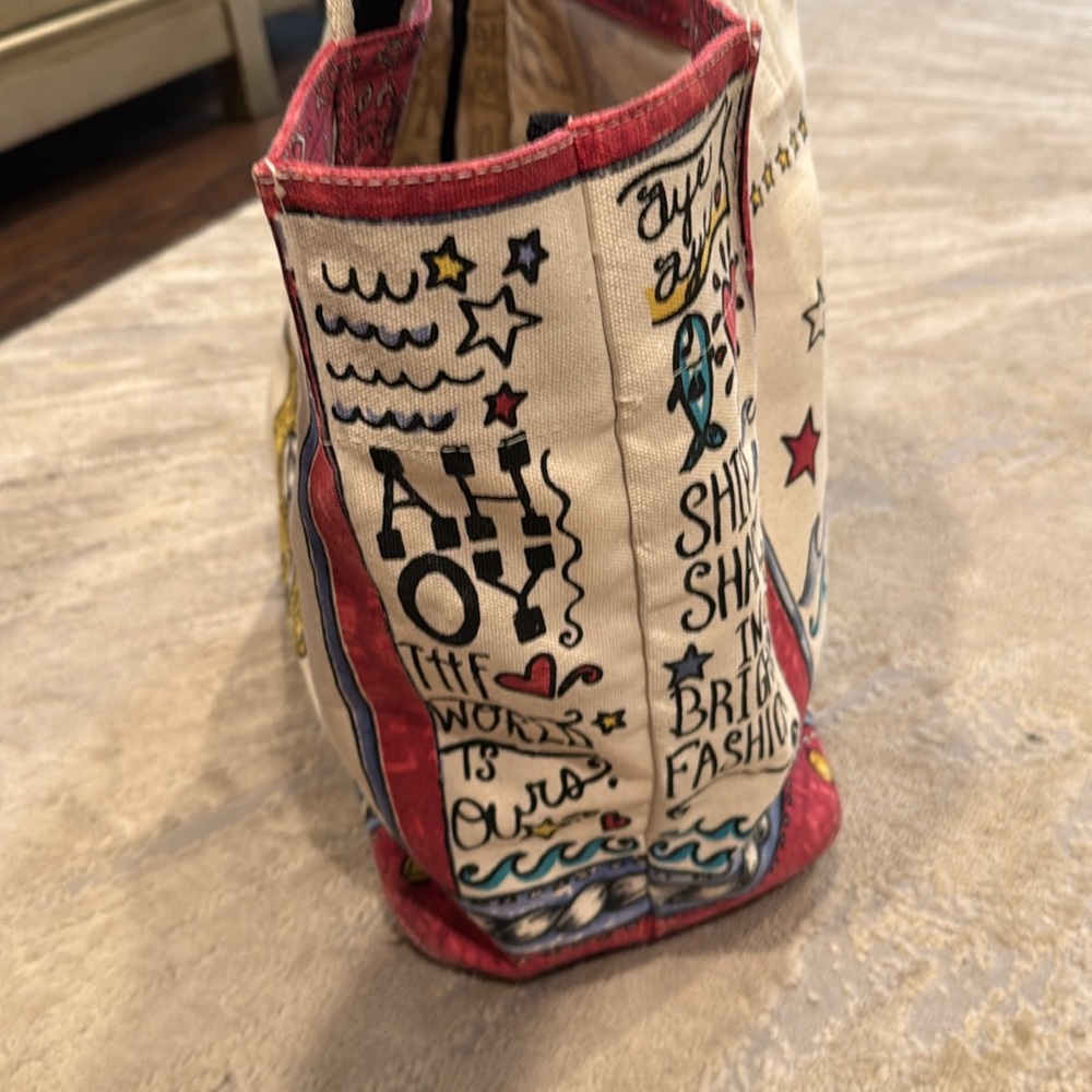 Brighton Stowaway nautical printed canvas big tote bag dead the day in GUC - Picture 7 of 13
